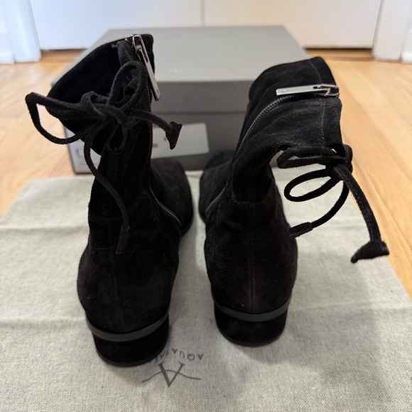 Aquatalia Lisa Leather Suede Boots Weatherproof Ankle Slouch Boots Black Size 8 - Picture 3 of 7